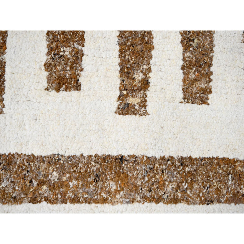 10'x10' Oak Brown Soft Wool Thick Chunky Texture Hand Knotted Round Rug G84845