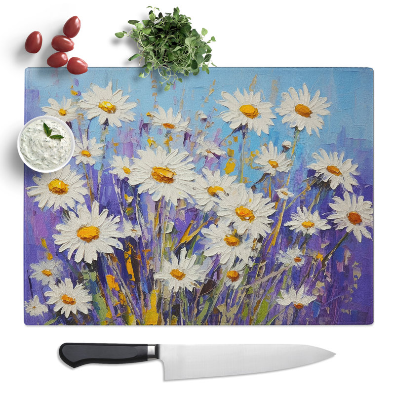 Daisy Palette Knife  Glass Chopping Board