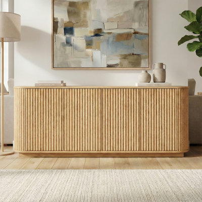 63" Double-Door Wavy Storage Sideboard Buffet Cabinet with Adjustable Shelves for Living Room, Kitchen, Hallway, etc.