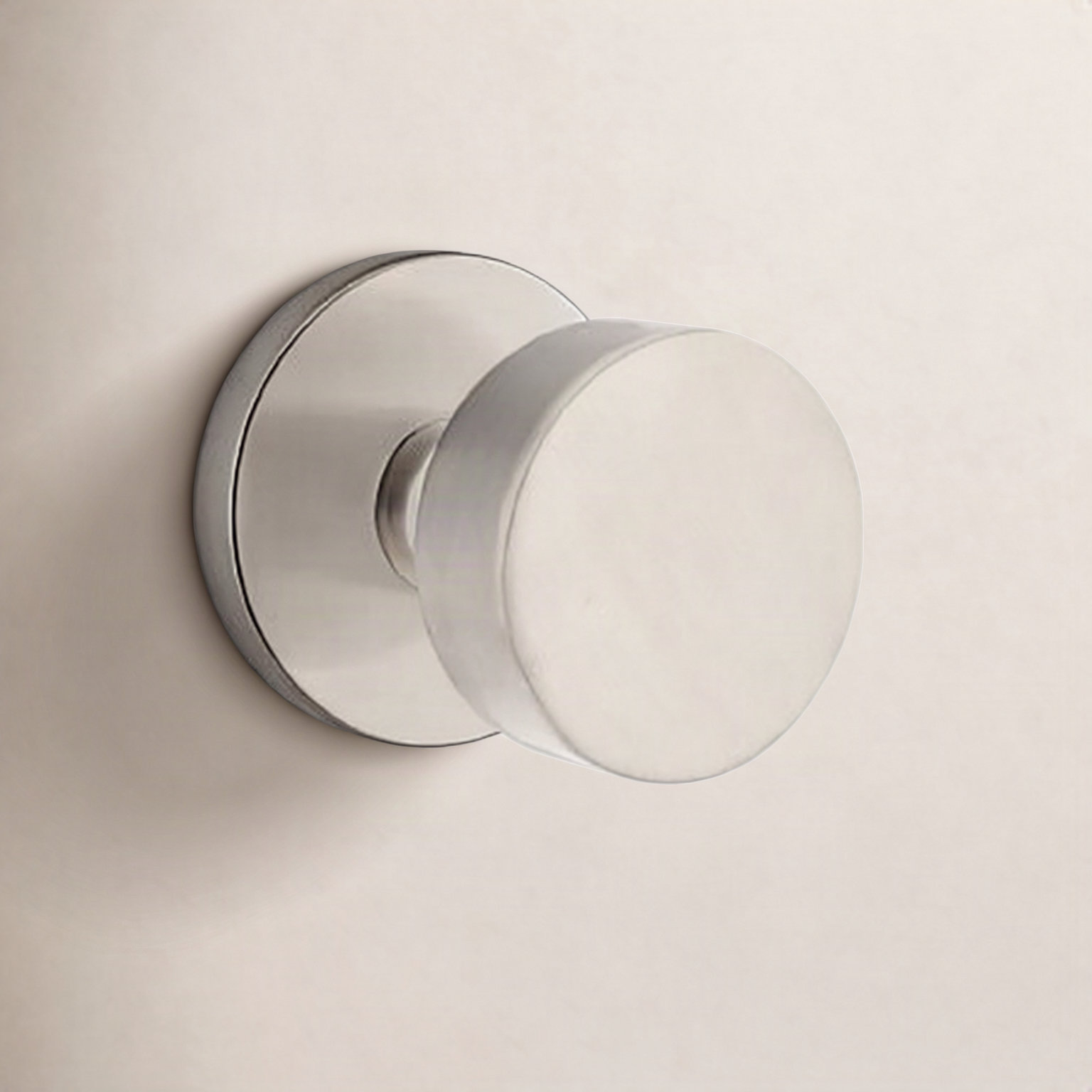 Passage Door Knob with Disk Rosette, Satin Nickel