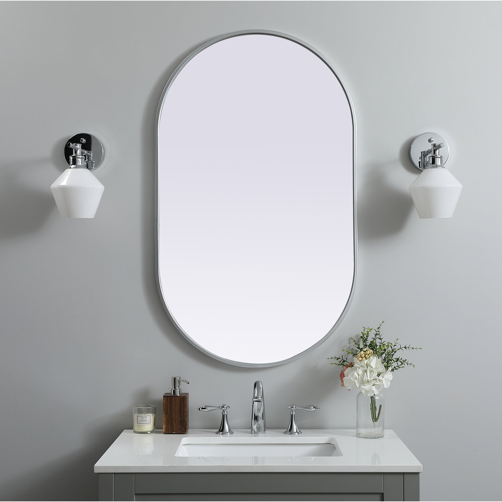 Sabine Accent Mirror, Silver, 40" x 24"