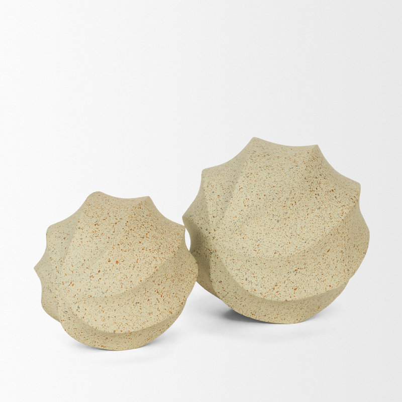 Imani Large Sculptural Textured Metal Decorative Orb Object, 4.25" H x 4" W x 4" D, Beige