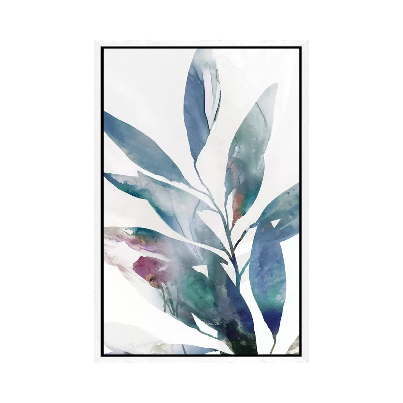 Indigo Sprig II by Isabelle Z - Painting on Canvas, 66.04 cm H x 45.72 cm W, White Framed
