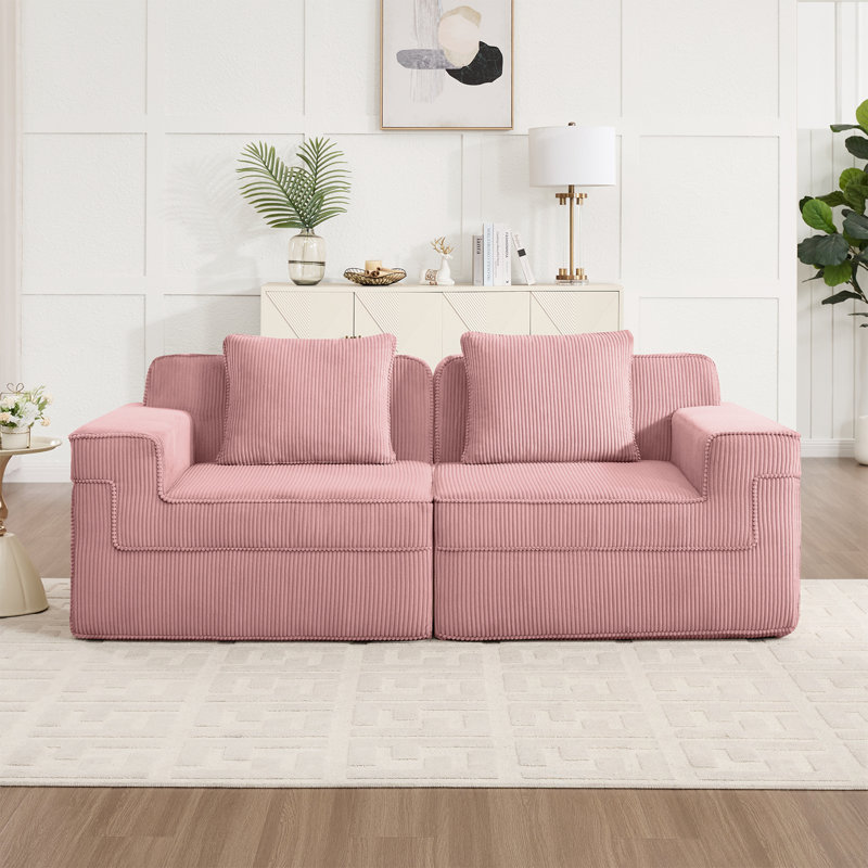 Loveseat with Throw Pillows and Deep Seat, Pink