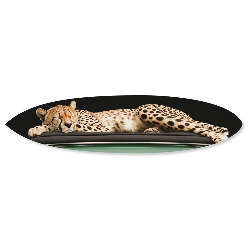 Oliver Gal Sleepy Cadi Cheetah Surfboard - Die-Cut Acrylic Glass Wall Art Sculpture
