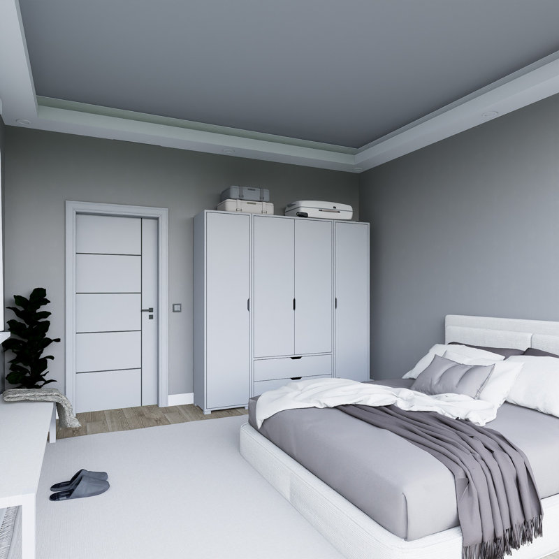 Armoire moderne blanche avec de nombreuses tablettes, 67,0 x 72,0 x 17,7 pouces | 100% panneau de particules enduit de mélamine, épaisseur: 0,7 pouce | Design scandinave mural pour un rangement et une organisation élégants