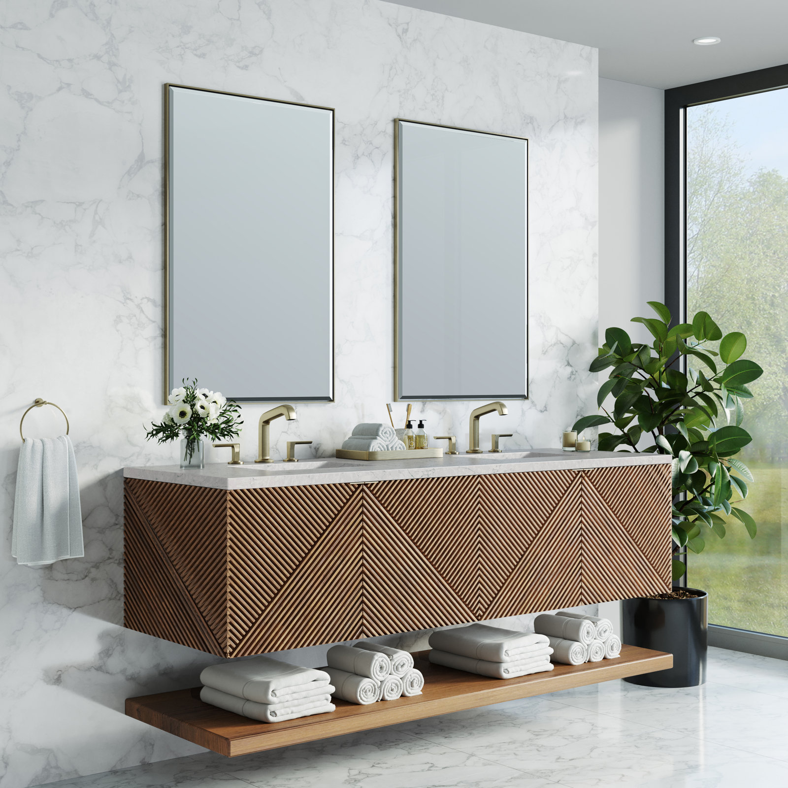 Marcello 72'' Double Bathroom Vanity, Eternal Jasmine Pearl