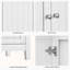 Armoire de rangement blanche à double porte, armoire de rangement autoportante moderne Mid-Century, armoire de rangement de salle de bain avec boutons argentés pour le salon, la cuisine, la salle de bain, le couloir