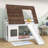 Minogue Kids Twin over Twin Wood House Bunk Bed with Roof, Ladder and Slide