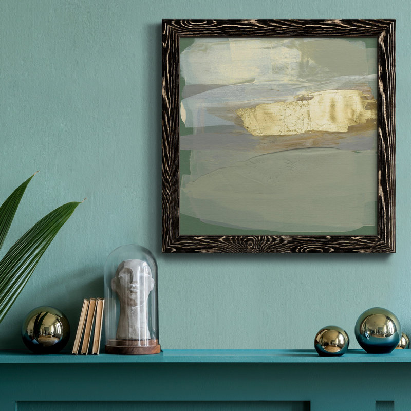 Sage & Gold Swipe II - Toile encadrée de qualité supérieure - prête à être accrochée, H 31,5 po x l 31,5 po x P 1,5 po