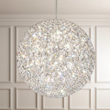 Da Vinci 18 Light 18in x 18in Pendant in Polished Stainless Steel with Clear Optic Crystals