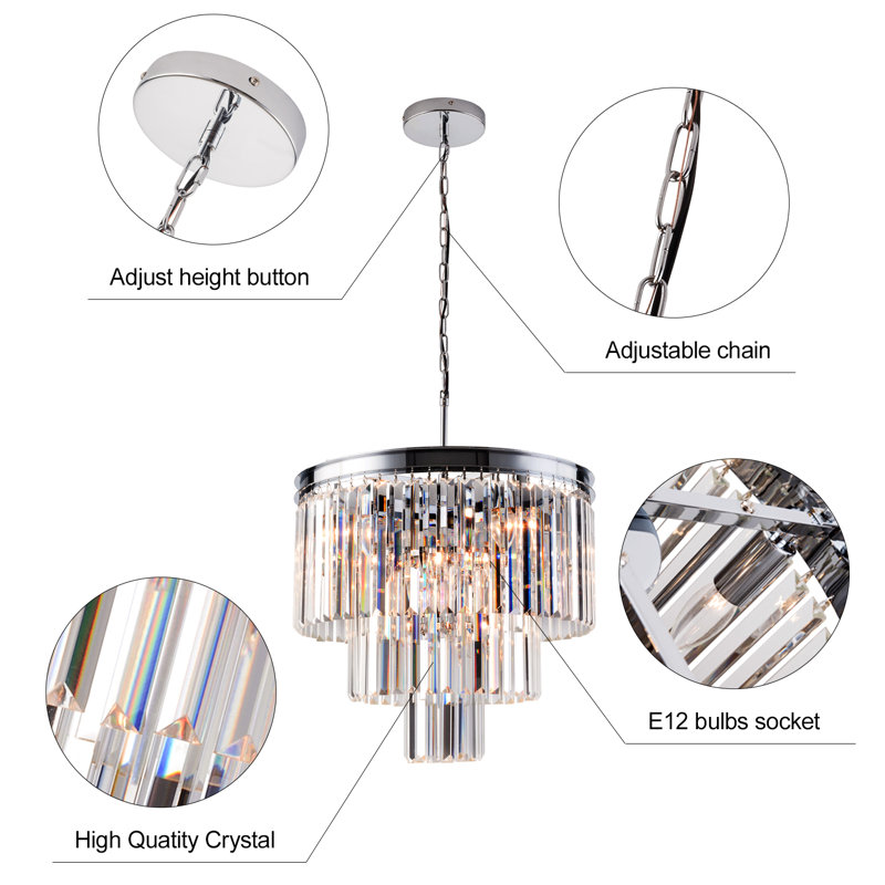 Chrome Crystal 7-Light Drum Pendant Chandelier