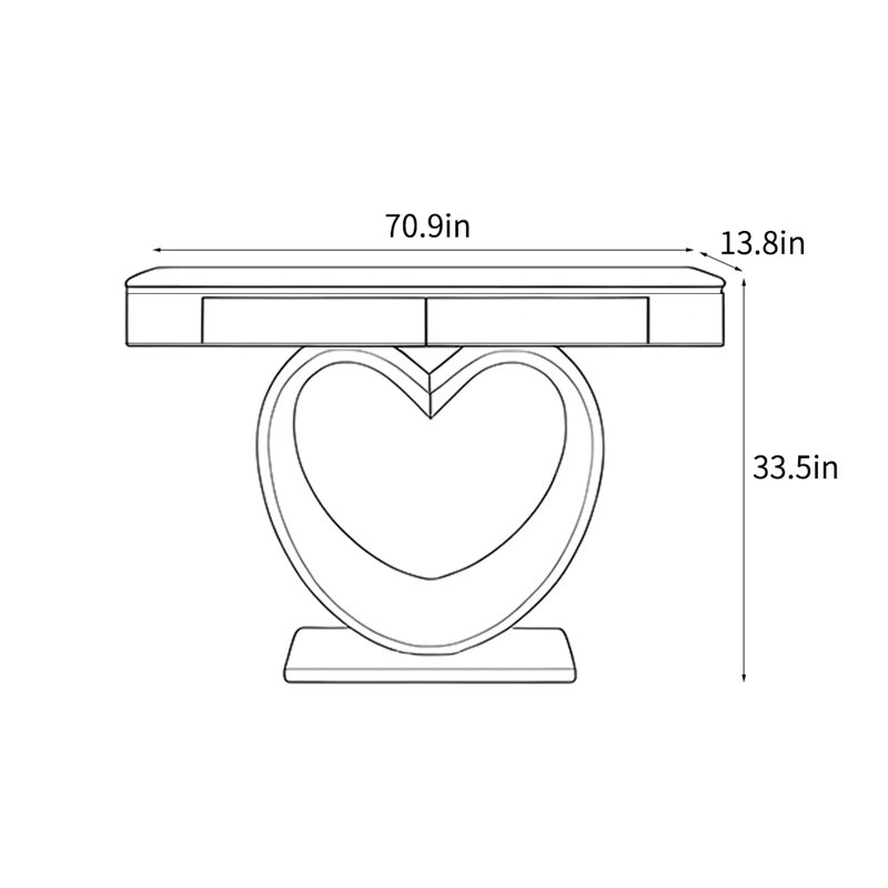 Console légère et luxueuse, 33,5 po H x 70,9 po L x 13,8 po P, Noir