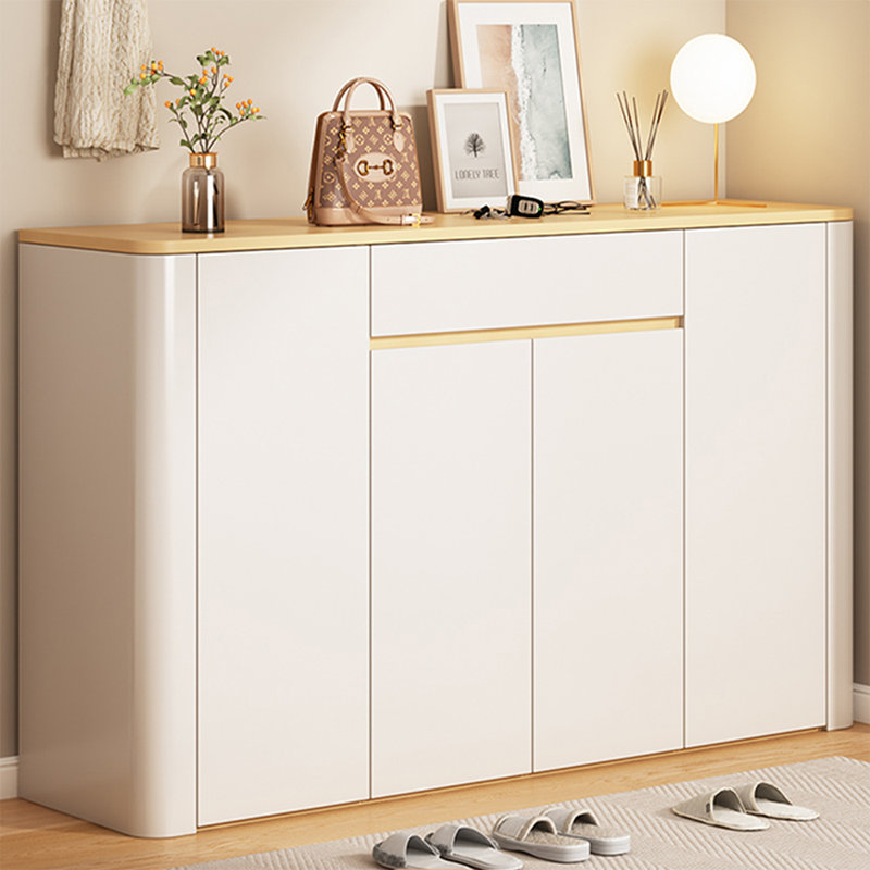Beige + Burlywood Manufactured Wood Shoe Storage, 35.43" H x 55.12" W x 13.78" D