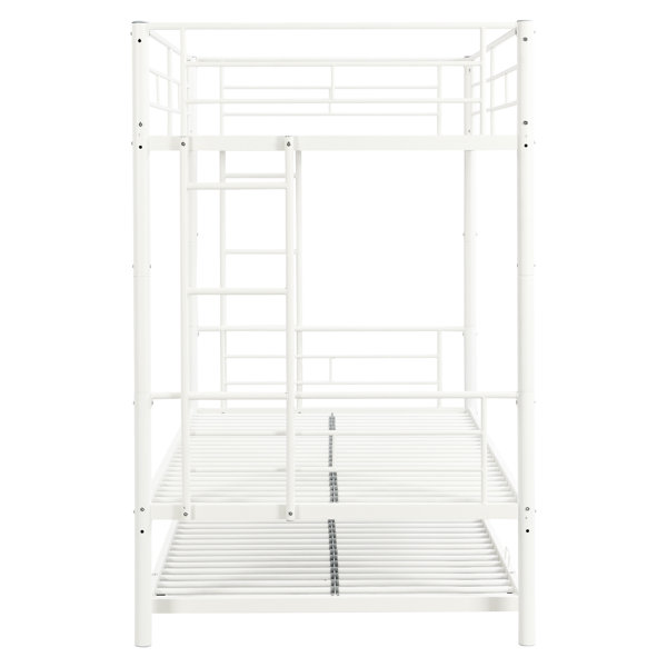 Latitude Run® White Metal Bunk Bed With Trundle - Stable Frame, Fits ...