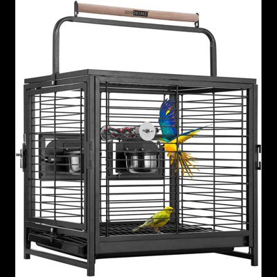 Zora 25.6'' Steel Flat Top Travel Bird Cage with Perch