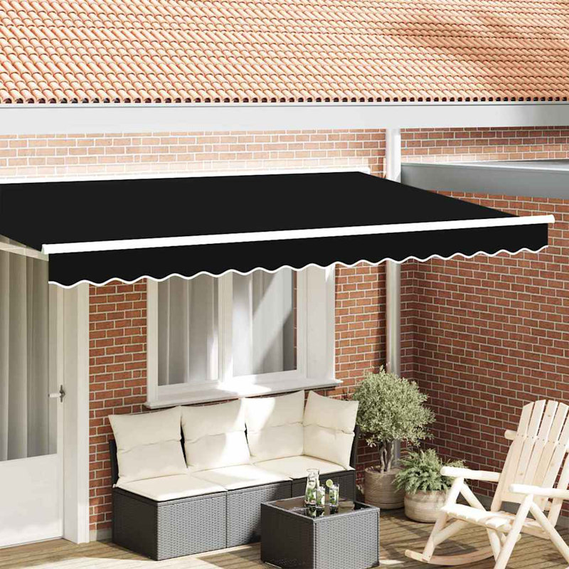17 Stories Retractable Door / Window Awning, 380 cm W x 20 cm D, Black