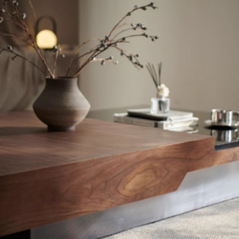 Table basse légère et luxueuse, Noir / brun, H 11,81 po x L 62,99 po x P 31,49 po