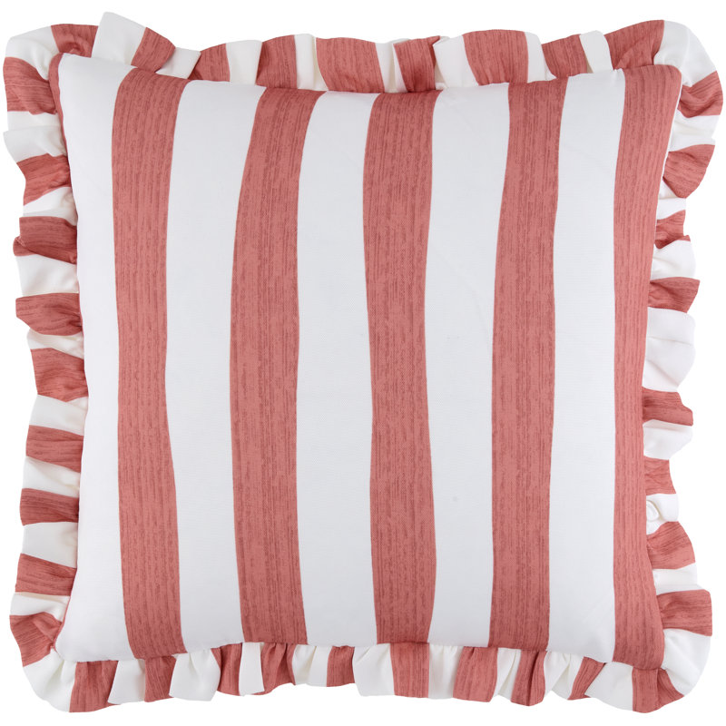 Coussin intérieur / extérieur Laguna Ruffle, Orange Striped, Square 22", Cover Only