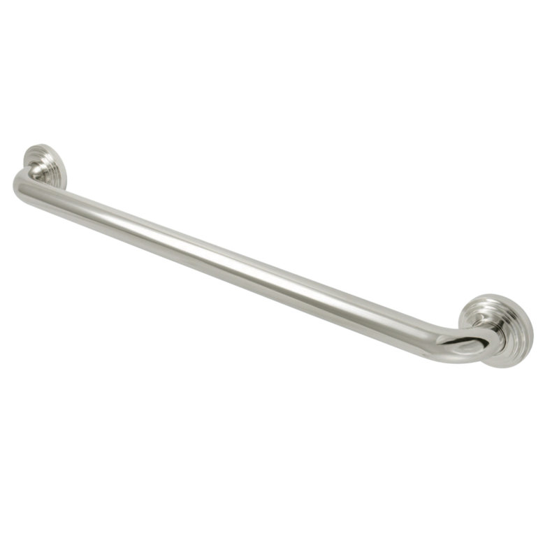 Kingston Brass Milano 1-1/4 Inch O.D Grab Bar, 24" W, Polished Nickel