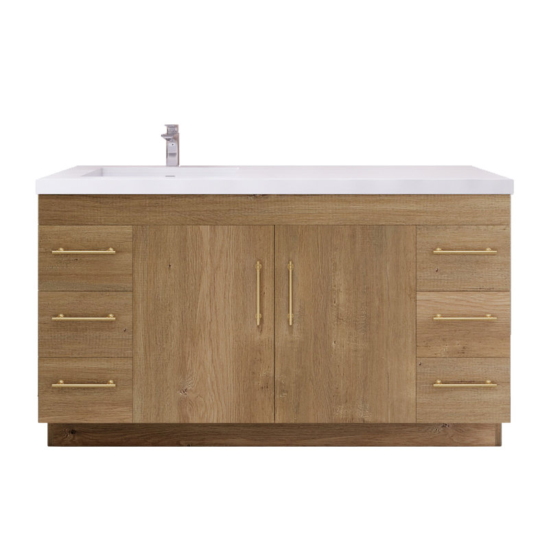 Ensemble de meuble-lavabo simple 60 po Verda, Chêne
