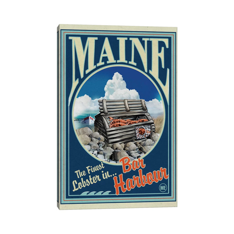 Bar Harbour, Maine Lobster by Old Red Truck - Wrapped Canvas Print, 30.48cm H x 20.32cm W x 1.91cm D