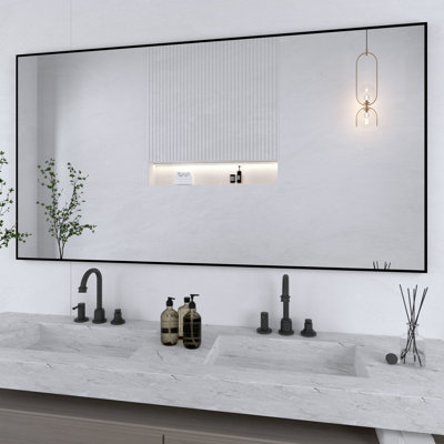 Lesamuel Wall Mounted Vanity Mirror w/ Aluminum Frame for Bedroom, Entryway, Living Room