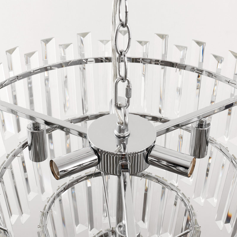 Lustre en cristal à 5 niveaux, Chrome