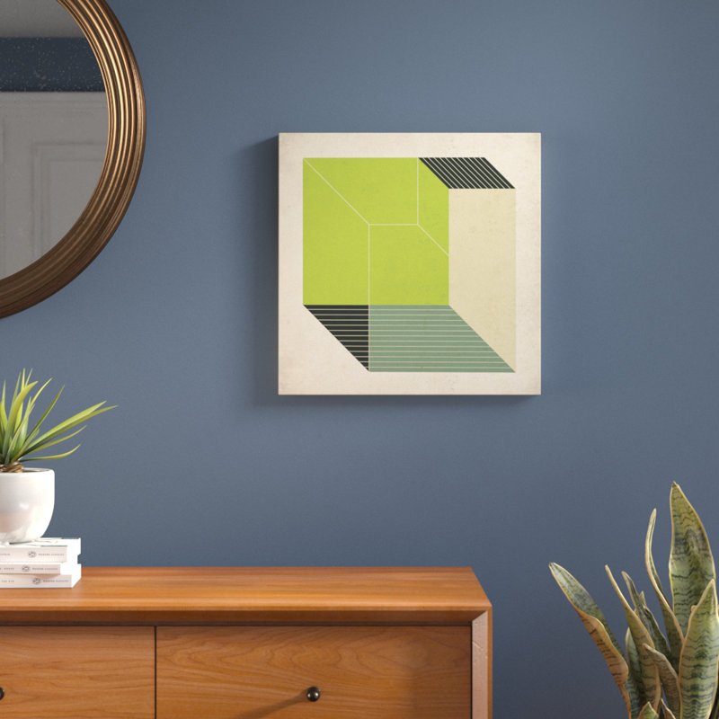 Cubes xiii. v, impression sur toile tendue, H 18 po x l 18 po x P 1,5 po, Toile avec cadre noir, Pas de tapis