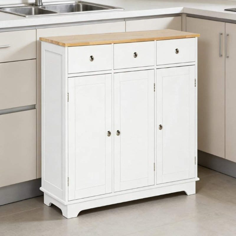 Wynnwood  39.75'' Wide 3 Drawer Sideboard, White/Silver