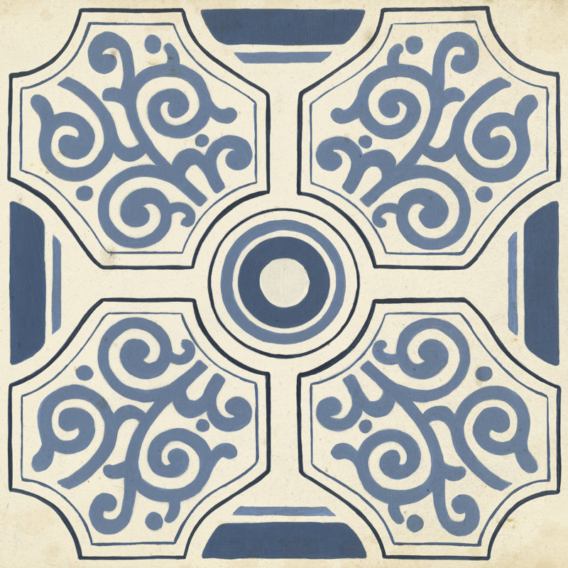 Indigo Motif IX by June Erica Vess - Wrapped Canvas Print, 30cm H x 30cm W