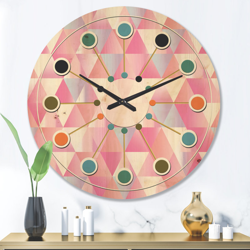Horloge murale en bois Diamond Retro VI - Mid-Century, Très grand