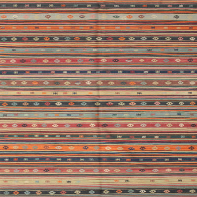 Tapis rayé brun / marron / vert