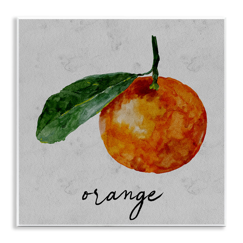 Art mural rétro orange avec feuille par Regina Moore