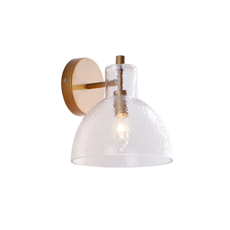Alda 1 Light Brushed Brass Mini Clear Glass Bowl Shade Wall Sconce