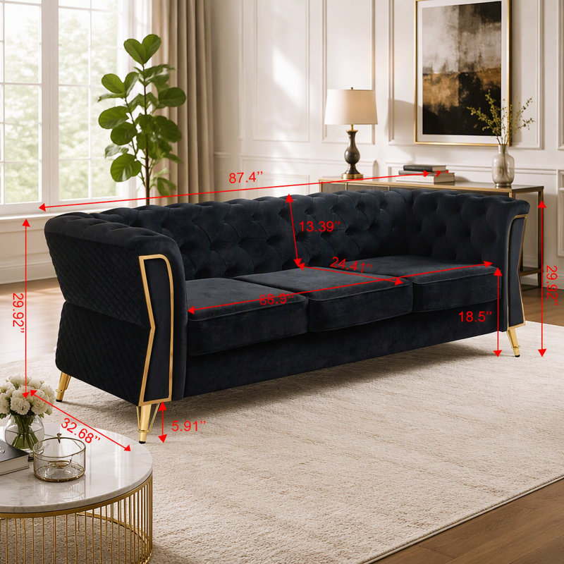 87.41 " Velvet Sofa