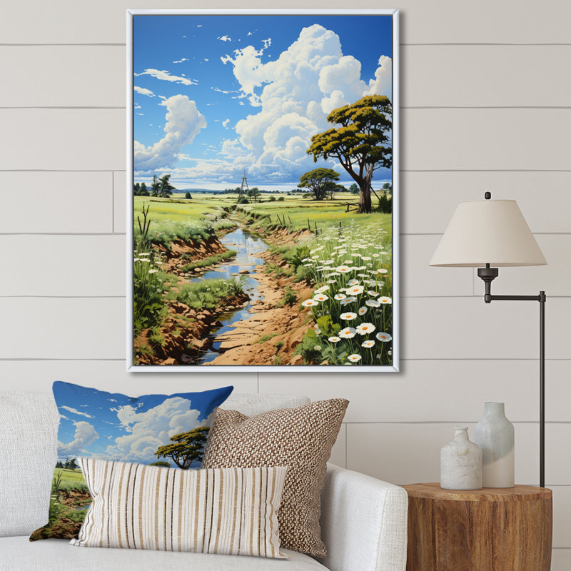 «Clouds Ethereal Clouds Pastoral», reproduction sur toile, H 40 po x l 30 po x P 1,5 po, Cadre flottant blanc