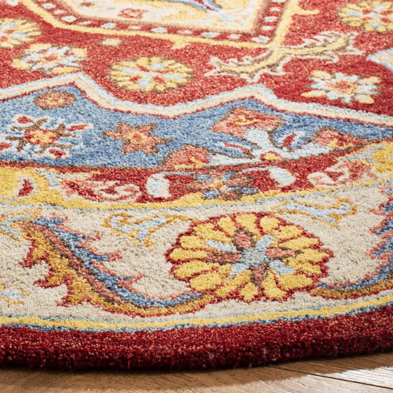 Tapis oriental rouge / beige en laine / coton touffeté à la main Antiquity, Rectangle 2 pi x 3 pi