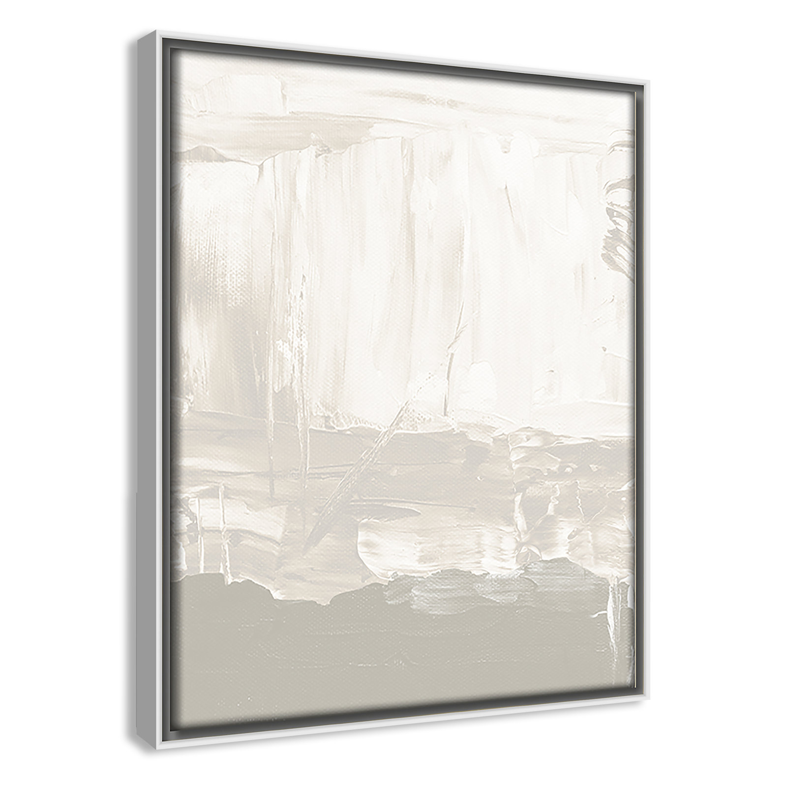 Taupe Abstract - Floater Frame Print on Canvas, 11.5" H x 9.5" W, White