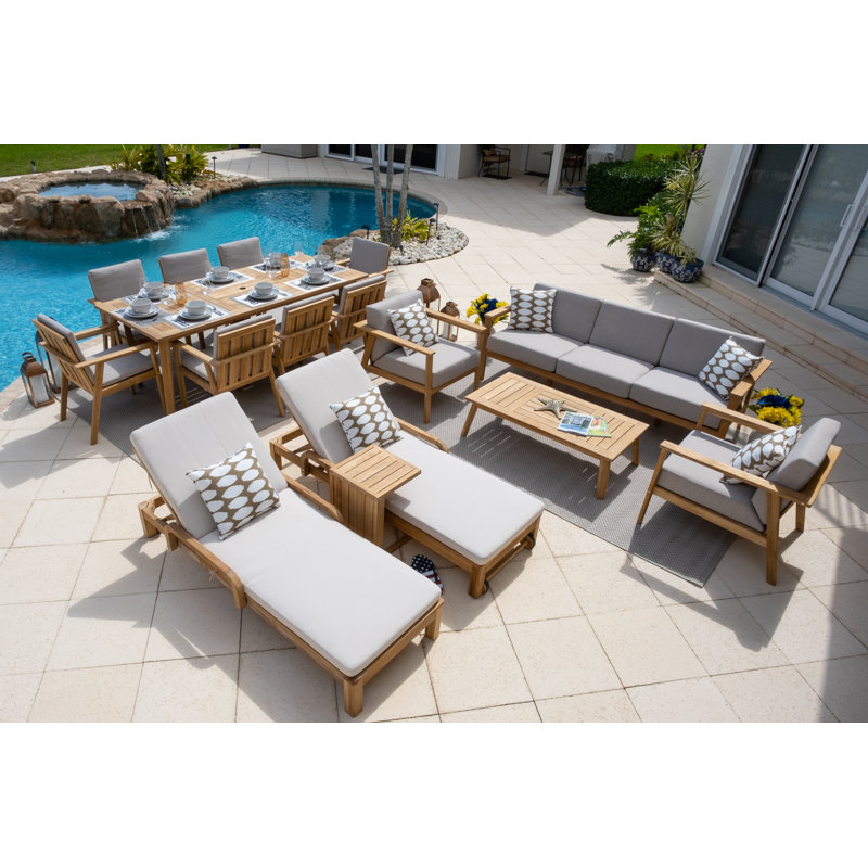 Ensemble de conversation pour 15 personnes Subramanya Teak avec coussins