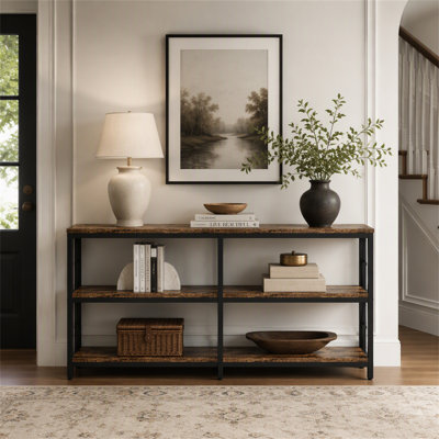 Console à 3 niveaux, table d'entrée industrielle de 180 cm pour salon