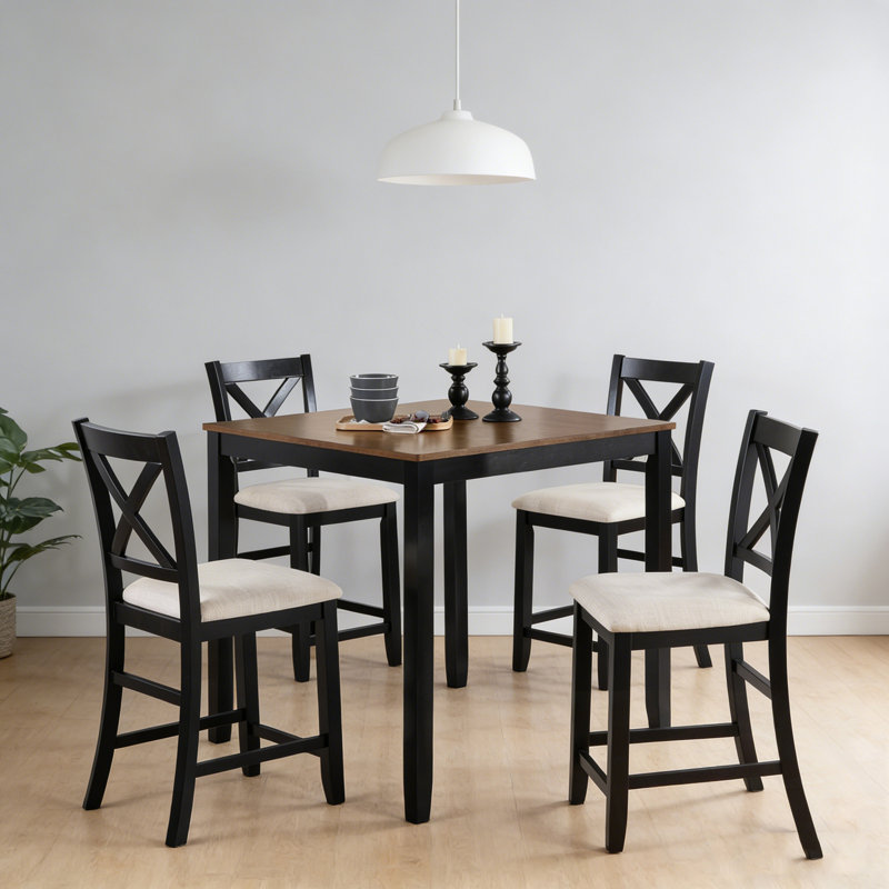 Lagune 5 pièces à hauteur de comptoir avec 4 chaises à dossier haut en croix