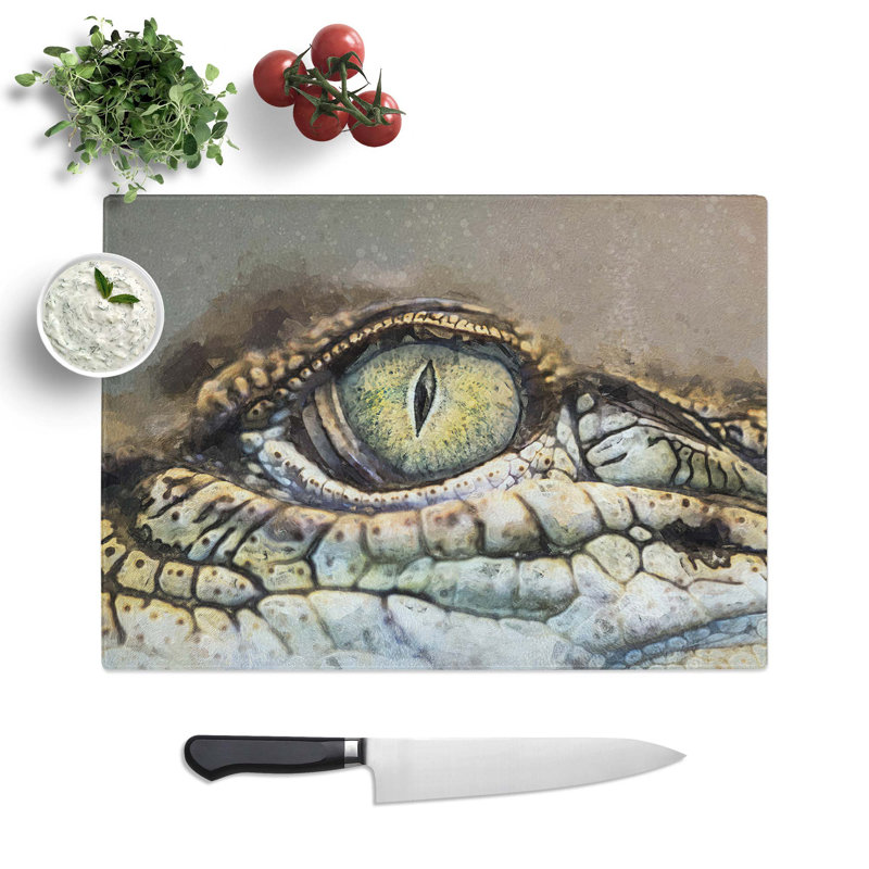 Tempered Glass Crocodile Eye Chopping Board, 28.5 cm W x 20 cm L