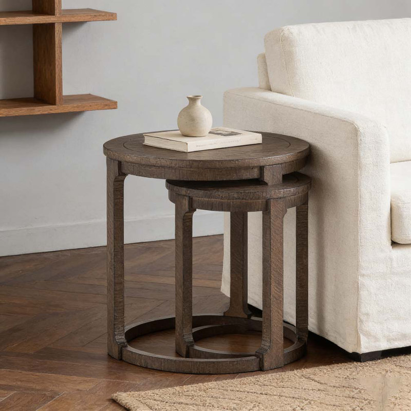 Ensemble de tables rondes 24 "2PCS, Marron foncé