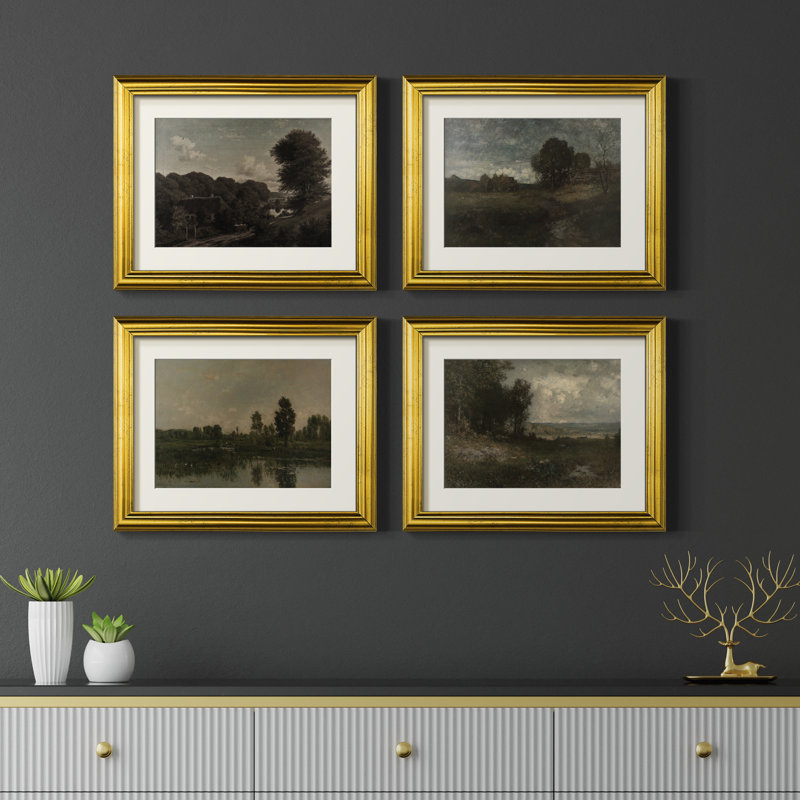 "Vintage Landscape XXXVI", ensemble de 4 reproductions encadrées