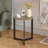 Round Side Table, Round Accent Table, End Table With Metal Frame