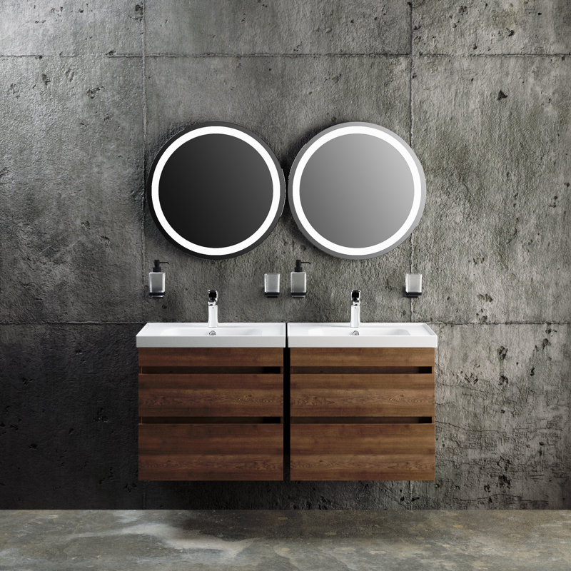 Niagara Rosewood 64" Wall-Mounted Double Bathroom Vanity with Ceramic Top