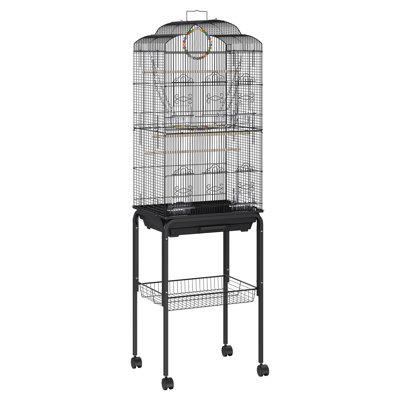 Donnach 60'' Steel Victorian Top Flight Cage with Wheels