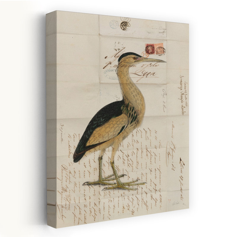 Petit oiseau butor, art mural rétro, H 18 po x l 12 po