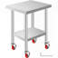 Table de travail en acier inoxydable - Tablette réglable à 3 niveaux avec roulettes-882537287